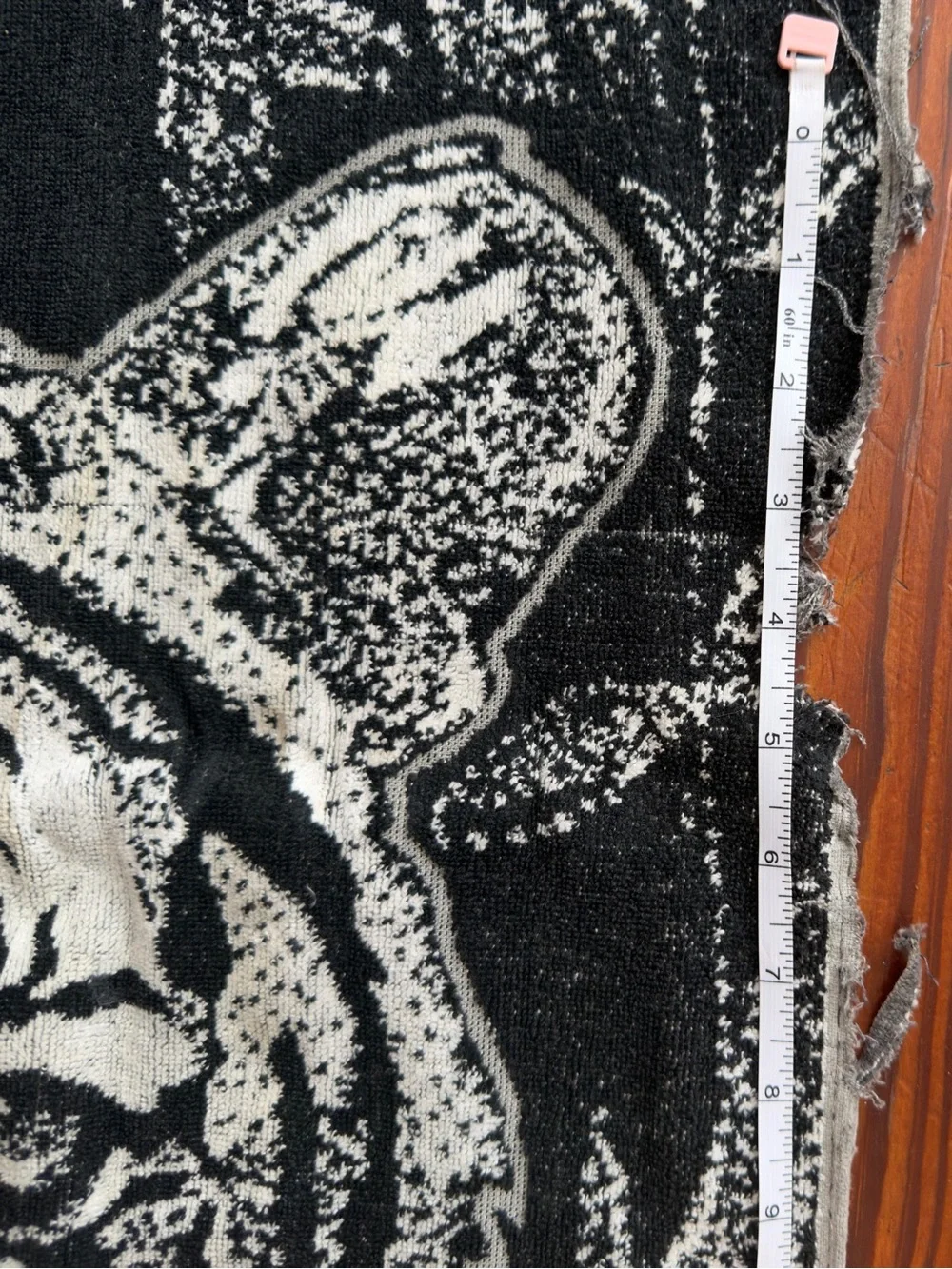 Vintage reversible tiger beach towel black and white 32x60”